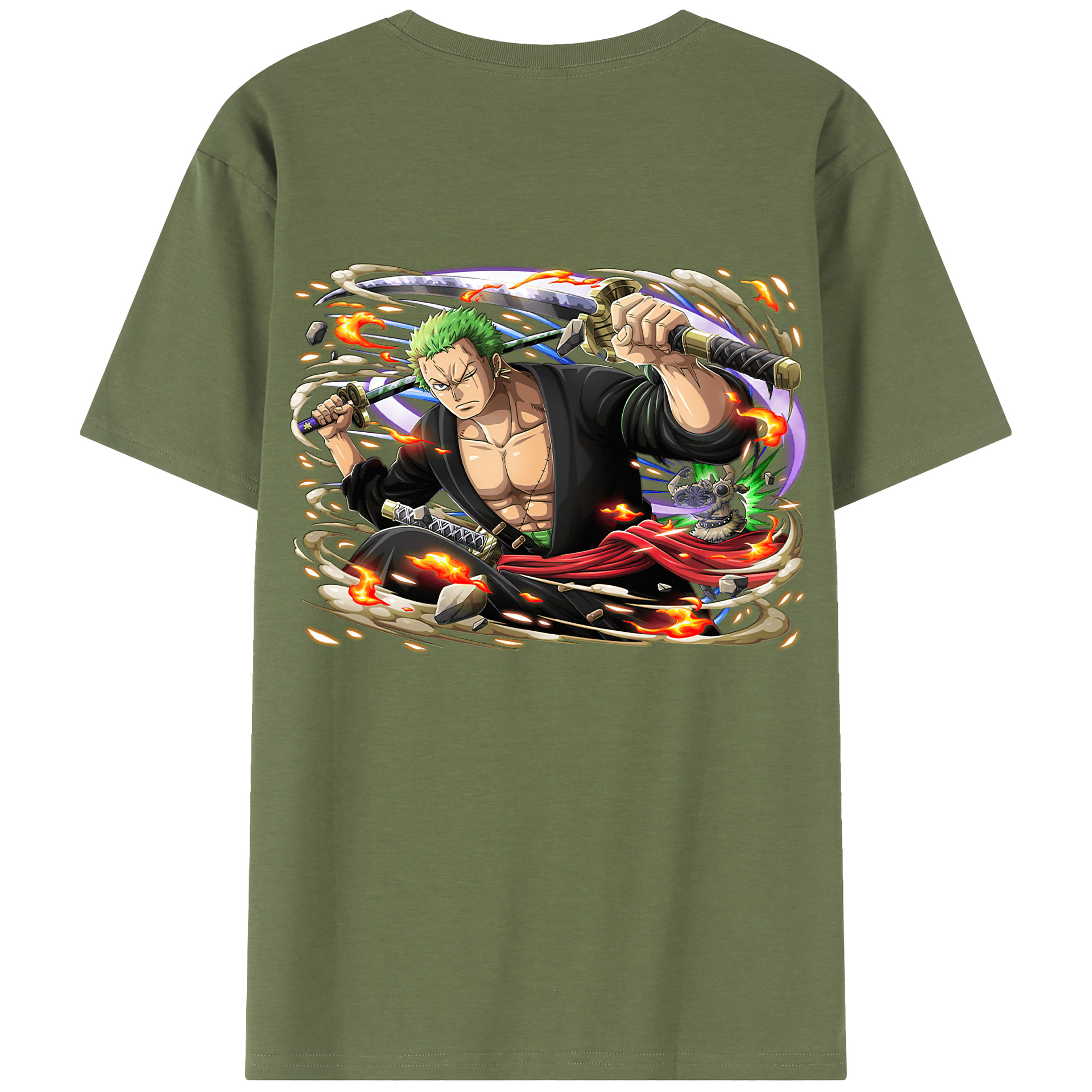 ワンピース ロロノア・ゾロ ONE PIECE Roronoa Zoro 綿100％半袖Tシャツ（背面プリント）